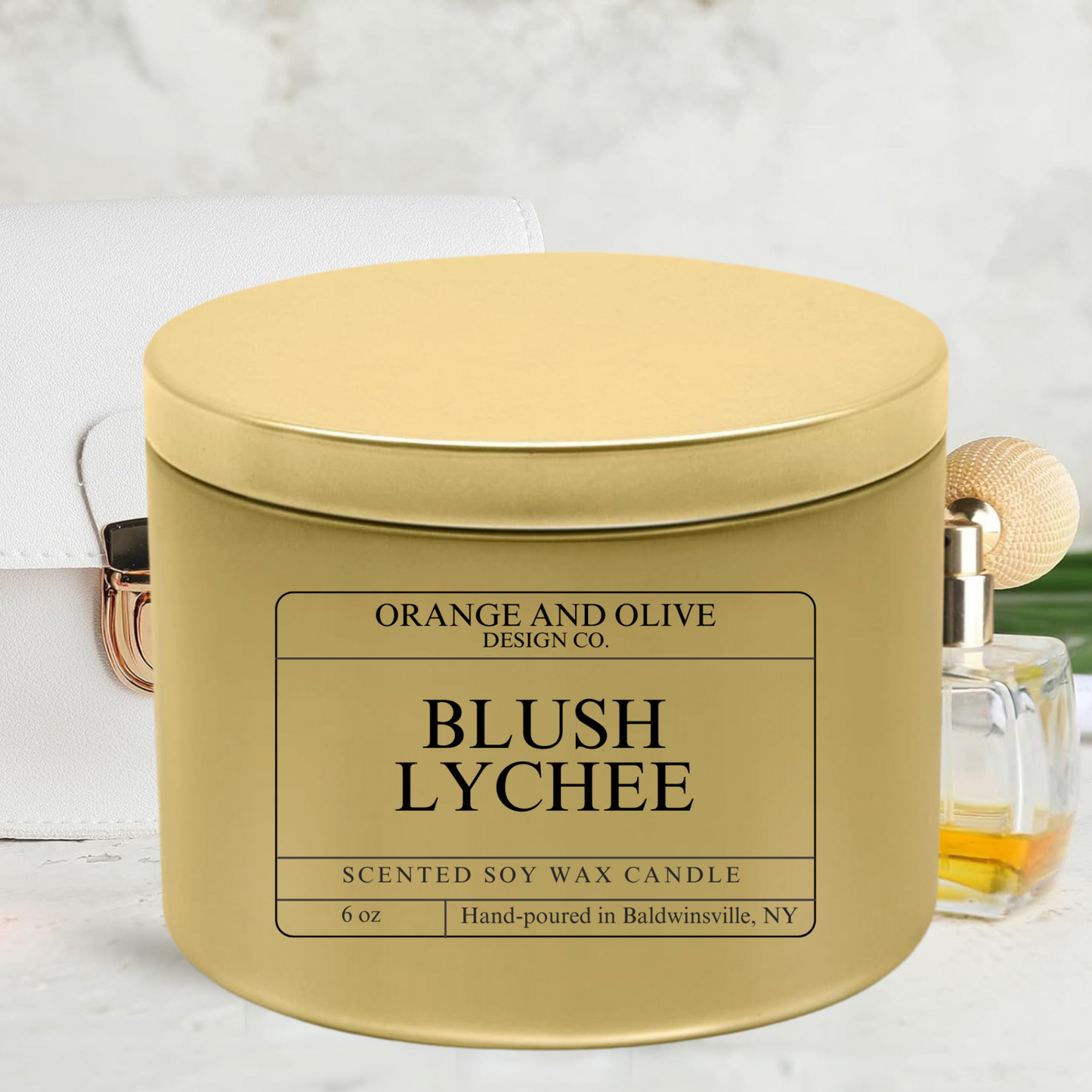 Blush Lychee Tin Candle 6oz
