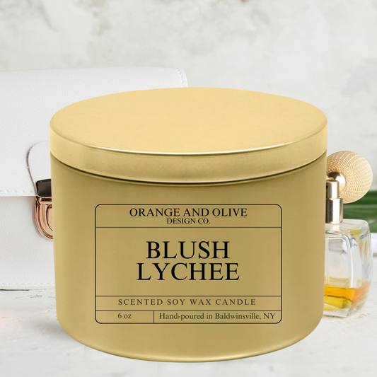 Blush Lychee Tin Candle 6oz