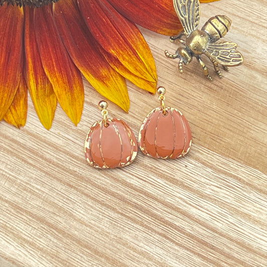 Gold Pumpkins Dangle in Maple Leaf